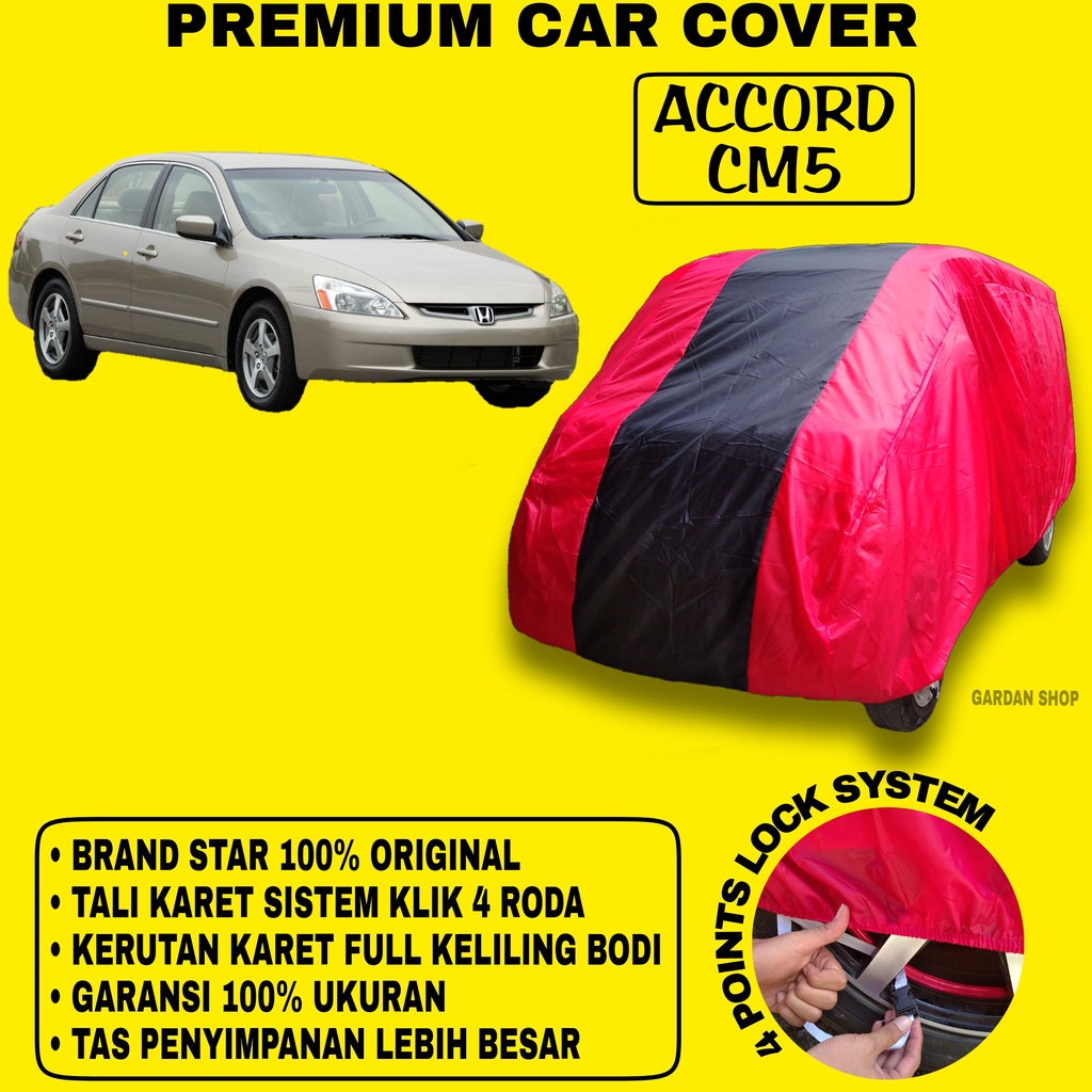 Body Cover ACCORD CM5 MERAH HITAM Penutup Bodi Mobil Accord Cm5 Waterproof PREMIUM