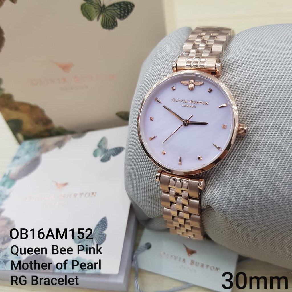 Olivia Burton OB16AM152 Queen Bee Pink Mother Of Pearl Jam Tangan Wanita Original Murah