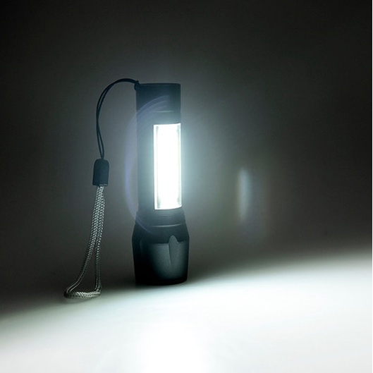 Senter LED USB Rechargeable Q5 + COB 2300 Lumens - 1517 - Black