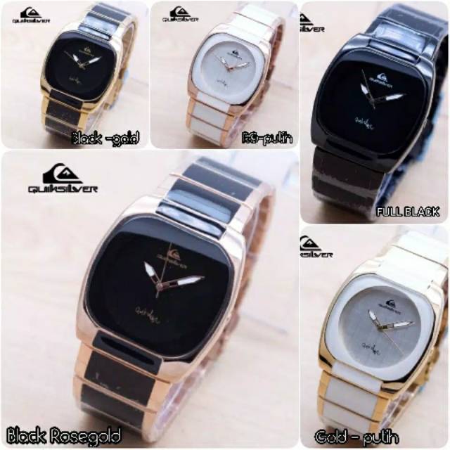 JAM TANGAN PRIA QUICKSILVER SEGI KOMBINASI KERAMIK FULL HITAM
