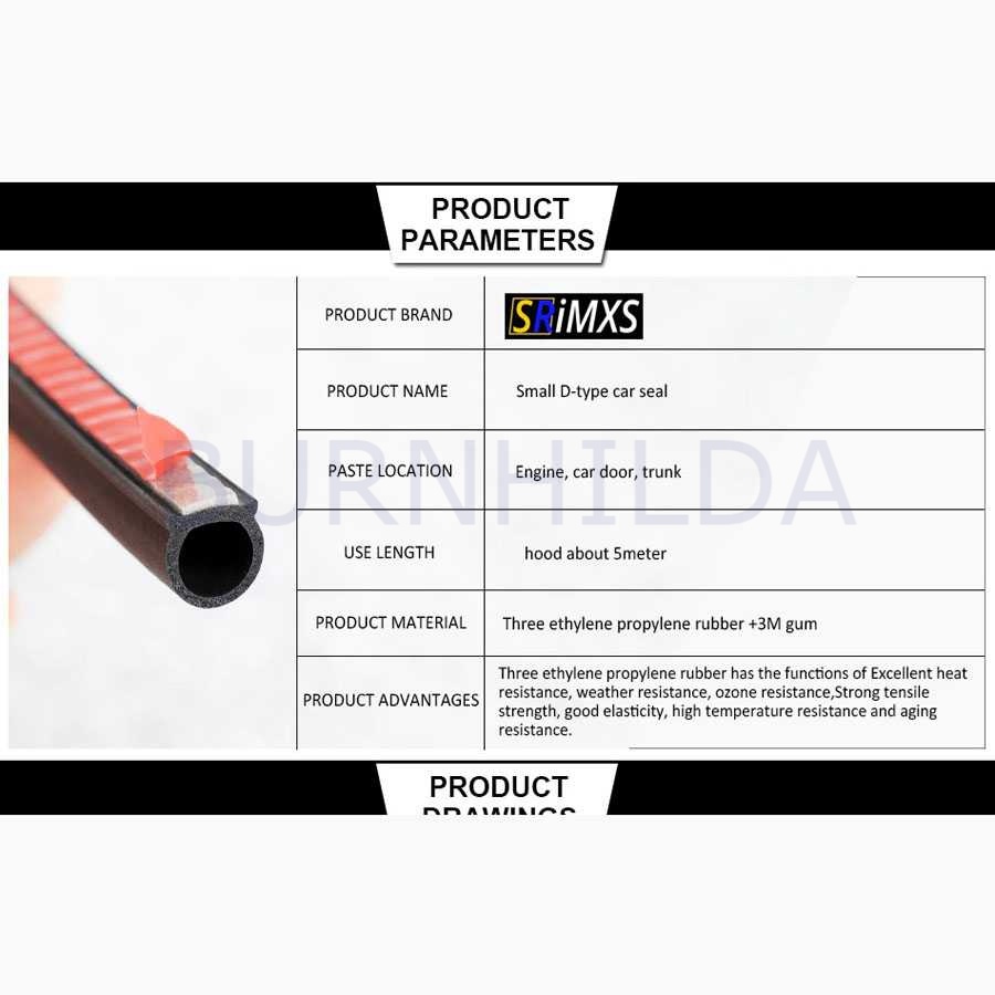 Rubber Strip Door Seal Epdm Pintu Mobil D Type Car 2M mobil motor burnhilda