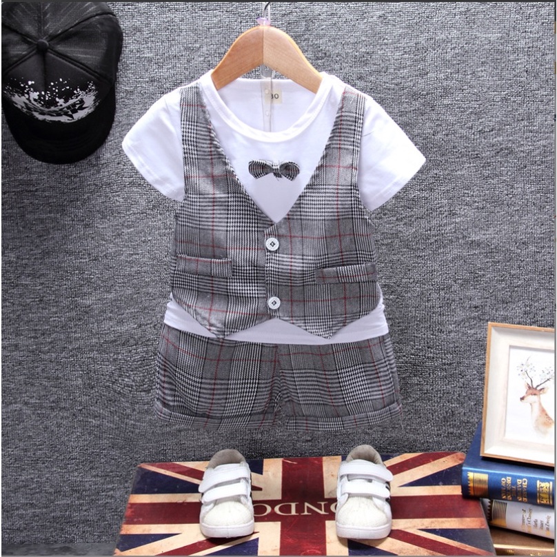 NEW Setelan kemeja dan celana/baju setelan anak /pakaian bayi anak laki laki motif tuxedo kualitas premium