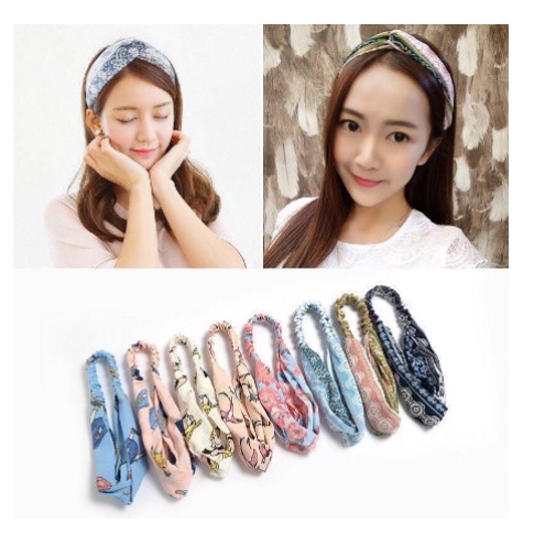 Bandana Kain Warna Warni Bandana Wanita Motif Hairband Motif Elegan Elastis Bahan Karet