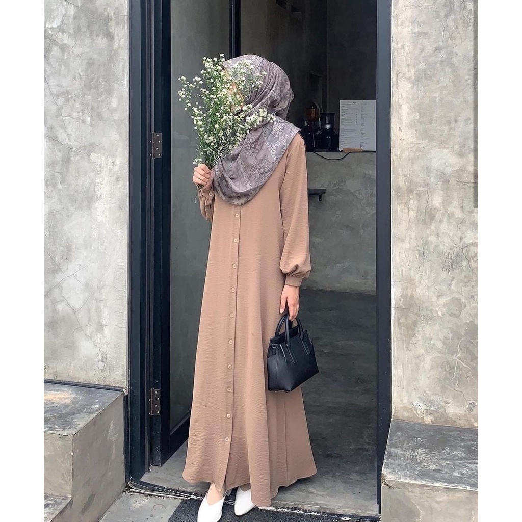 CANTIKA GAMIS CRINCLE AIRFLOW FULL KANCING / DRESS FULL KANCING / GAMIS  FULL KANCING / GAMIS POLOS 