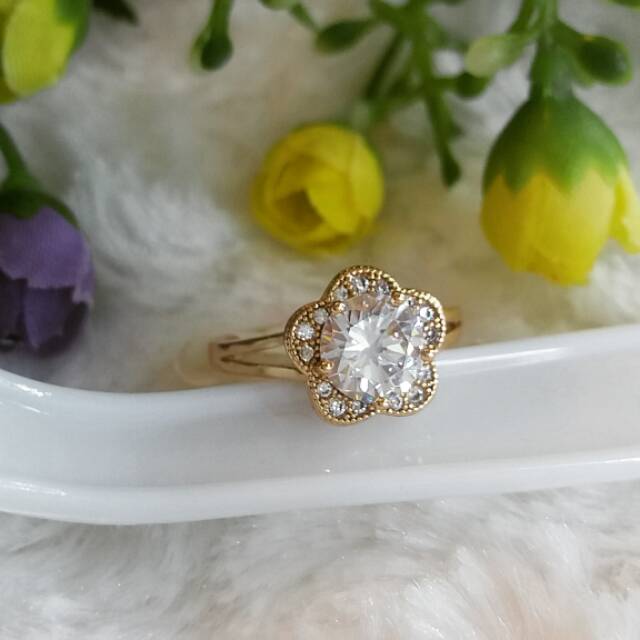 cincin mawar lapis emas 22k