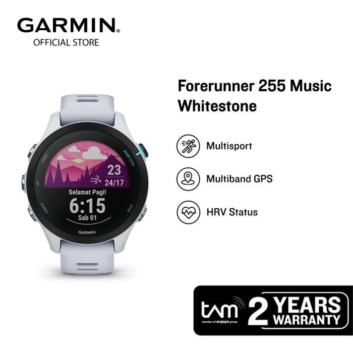 Garmin Forerunner FR255 Music - 46mm - Garansi Resmi 2 Tahun TAM