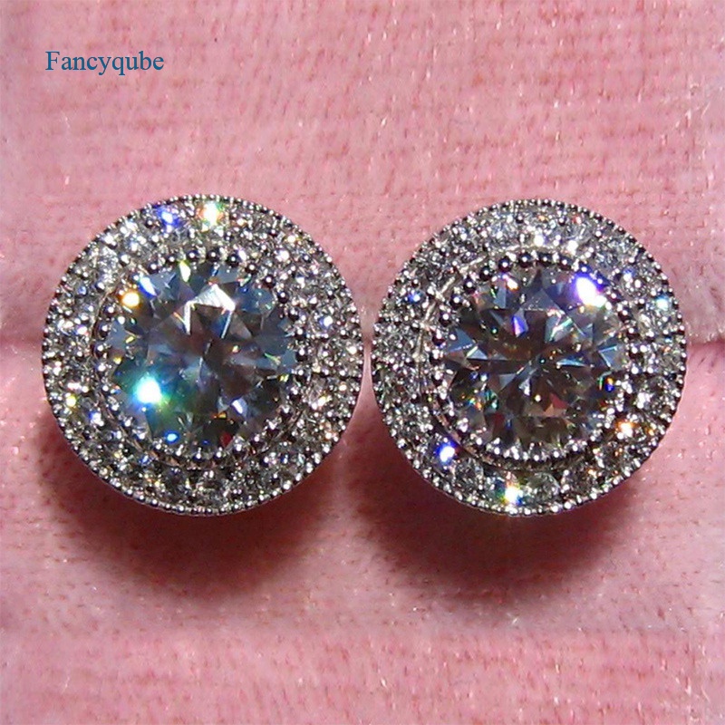 Fancyqube Anting Stud Cubic Zirconia Desain Simple Elegan Untuk Wanita