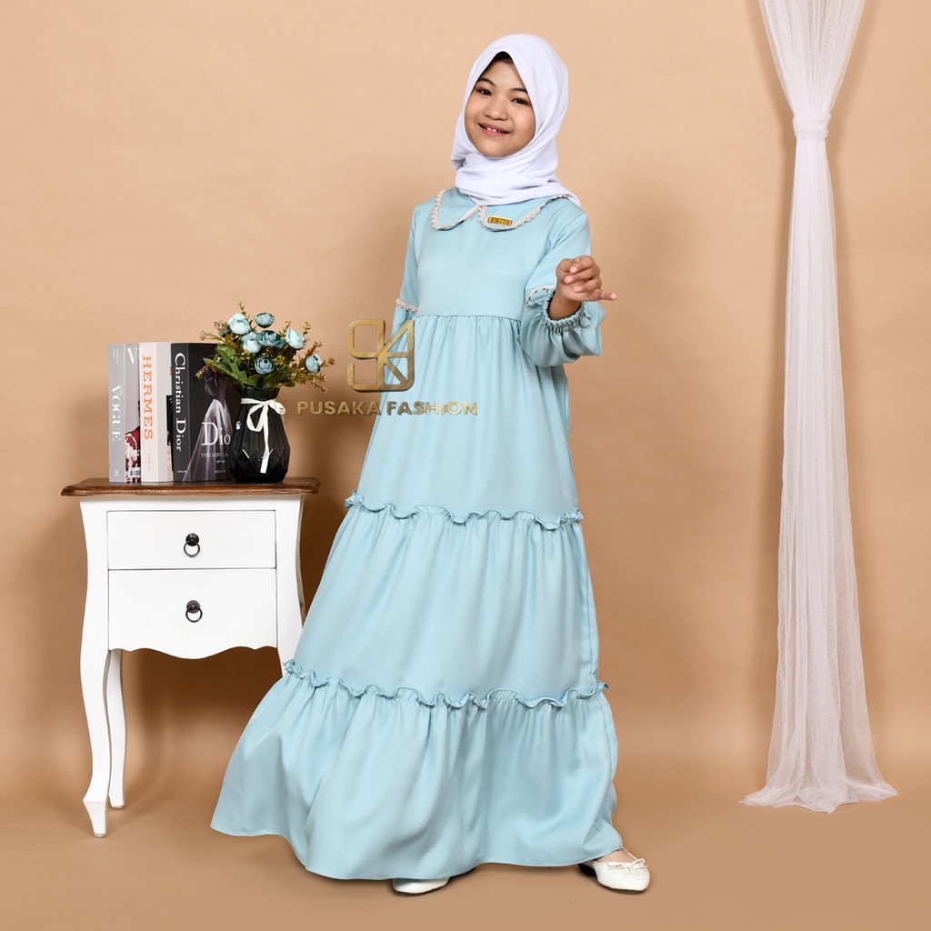 NAYLA kids gamis anak muslim perempuan tanggung long dress serut susun kid wanita anak usia 4 5 6 7 8 9 10 11 12 13 14 tahun warna putih tulang bw hitam lilac wardah dusty pink fashion muslim anak pesantren  ngaji manasik haji maulid nabi sekolah agama