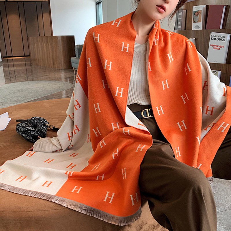 Syal &quot;Harper&quot; 60 x 190 Anggun motif Huruf H yang mewah Bahan High Grade Cashmere Immitation