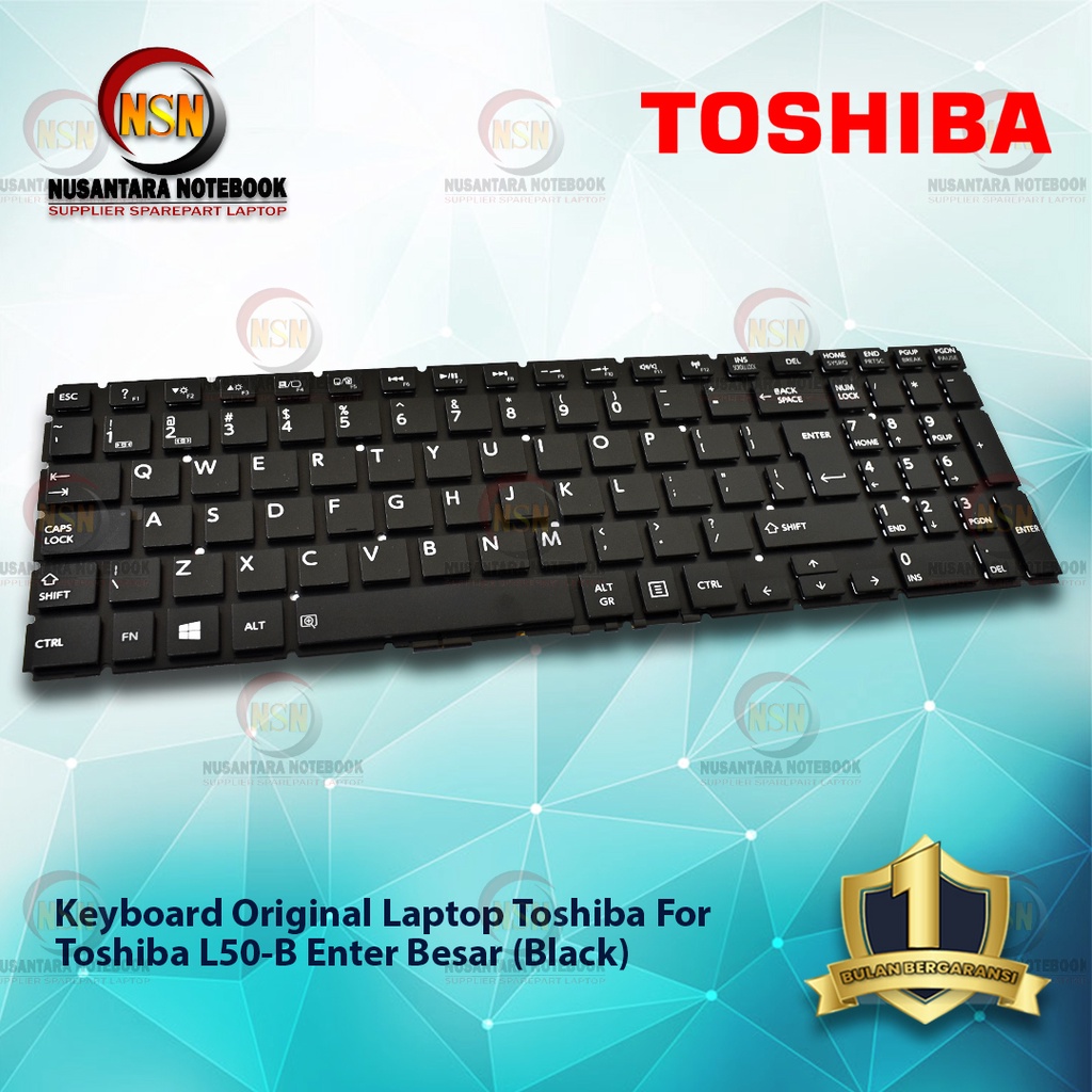 Keyboard Original  Laptop Toshiba L50-B Hitam Black Versi Europe Big Enter