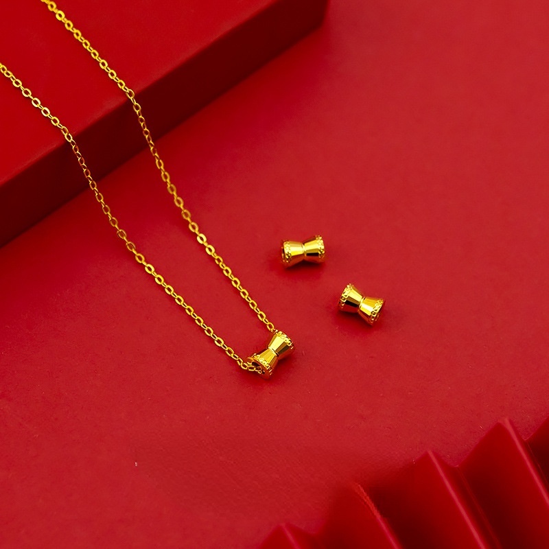 Kalung Rantai Dengan Liontin Pinggang Kecil Lapis Emas Asli Kadar 375 Untuk Wanita