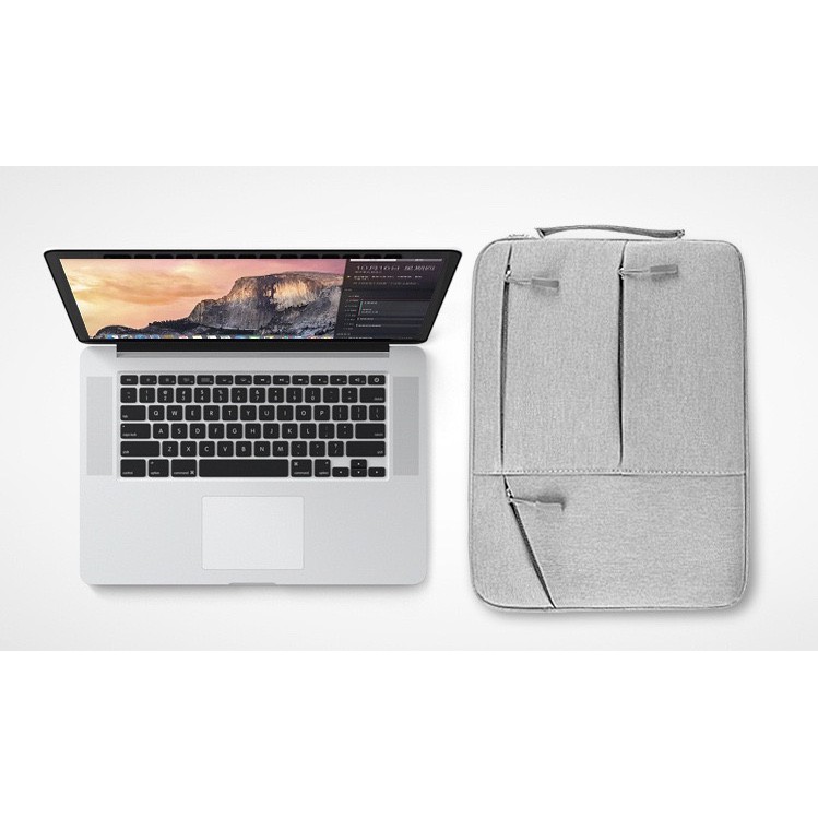 Tas Laptop Macbook Softcase Jinjing Pocket Nylon Waterproof 13 - 14 inch