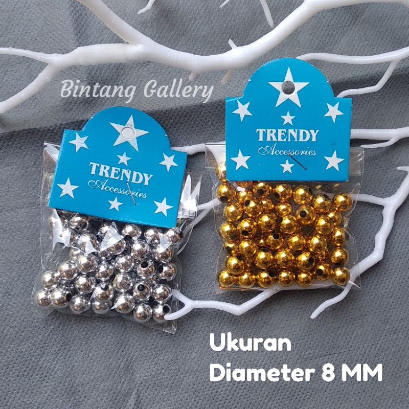 15 Gram ( 50 biji ) Mote 8 mm gold dan silver / bahan mahar