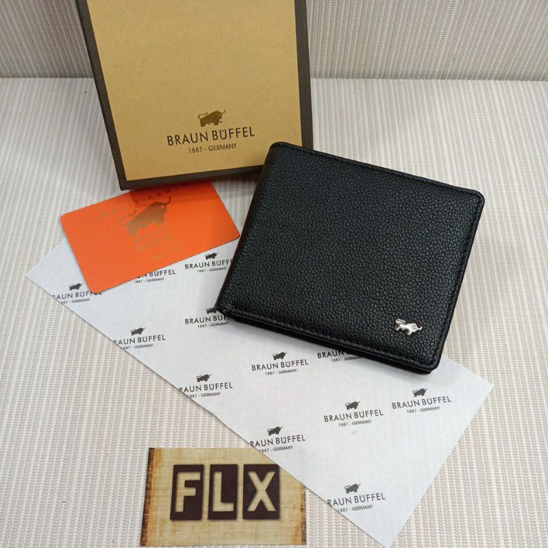 Dompet lipat pria BraunBffel logo besi kulit asli