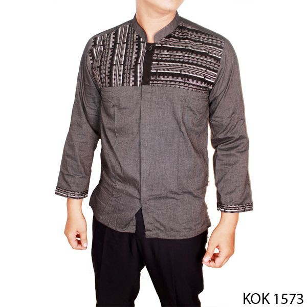 Baju Koko Panjang Katun Abu – KOK 1573