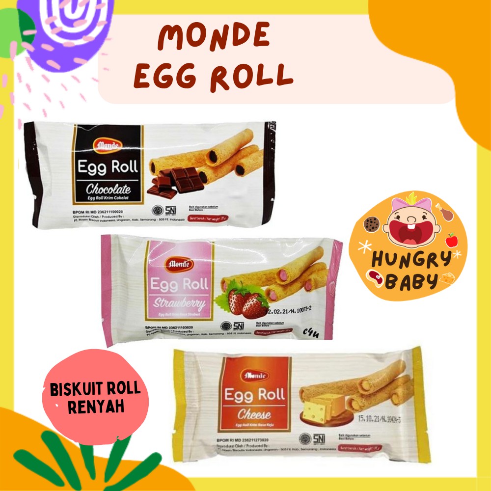 

Monde Egg Roll 35 gram / Snack Eggroll Krim / Biskuit Cemilan Anak