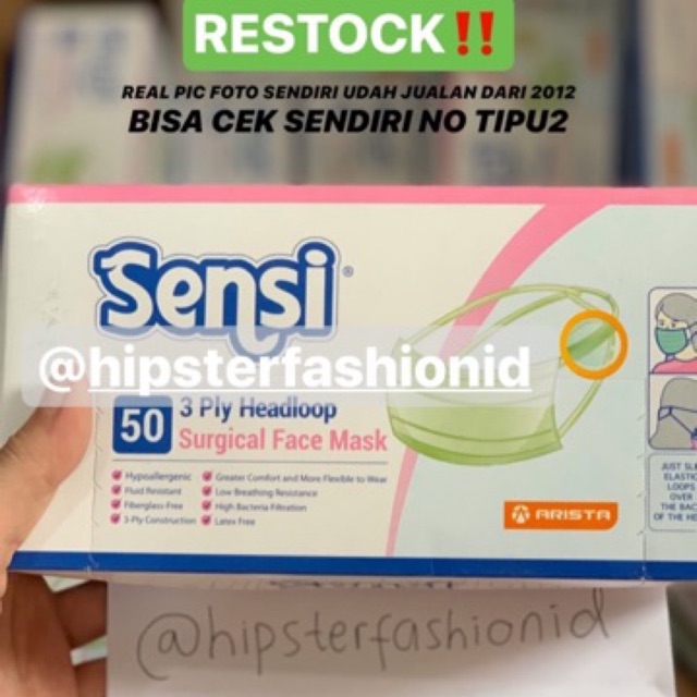 READYSTOCK SENSI SURGICAL MASK CORONA KORONA MASKER N95 HIJAB 3M ALFAMED DUCKBILL EARLOOP HEADLOOP