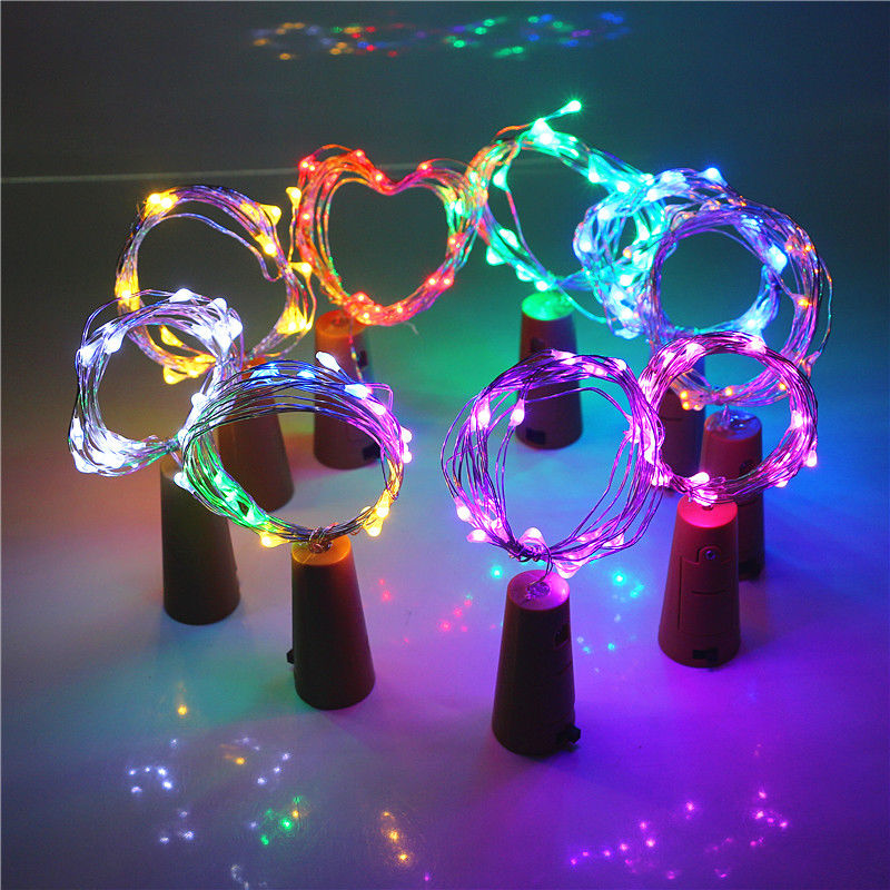 3/5m Button Battery LED Wine Bottle Cork Shape Copper Mini String Lights/Fairy Garland Lights Party Wedding Decor Button Battery