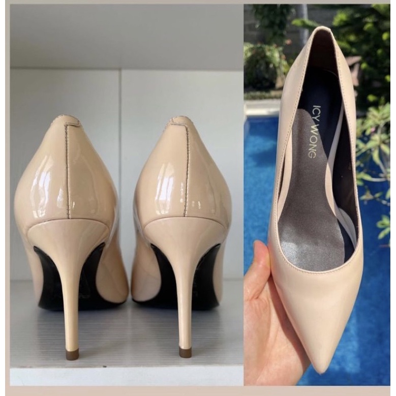 Icy wong glossy nude peach uk 38 heels 5cm