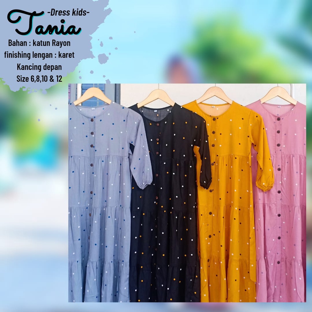 Dress Anak Tania Gamis Anak Murah Dress Polka Bahan Katun Rayon Premium Nyaman Dipakai | Bisa Cod