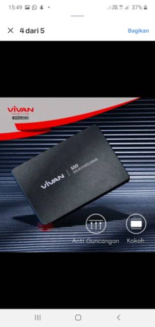 Hard disk vivan eksternal vivan ssd vssd240 light &amp; portable 240gb with 550mb/s black original wook