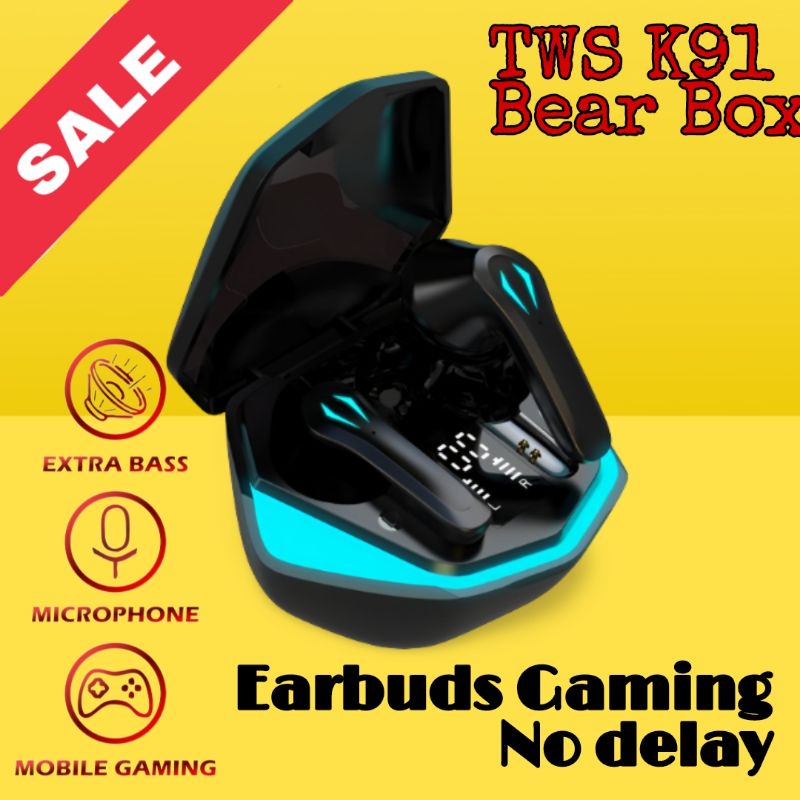 Headset Gaming Bluetooth TWS K91 No Delay True Wireless Earphone Gaming