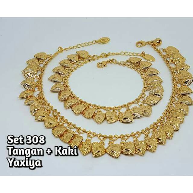 SET LAPIS EMAS GELANG TANGAN + KAKI RUMBAI INDIA