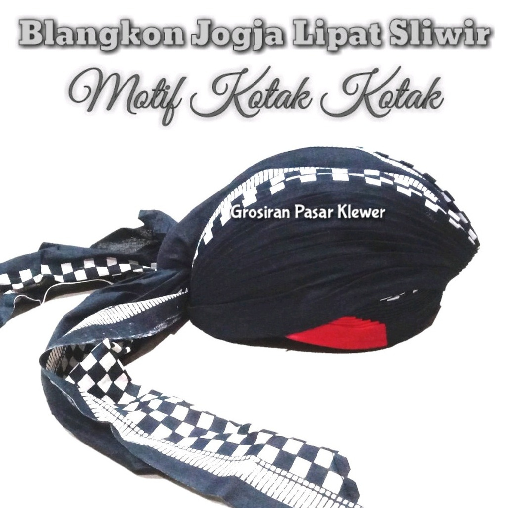 COD...!!! Blangkon Jogja Lipat Motif Catur (Kotak-Kotak Putih) Sliwir - Ukuran Dewasa #Adat #Jawa #Tradisional