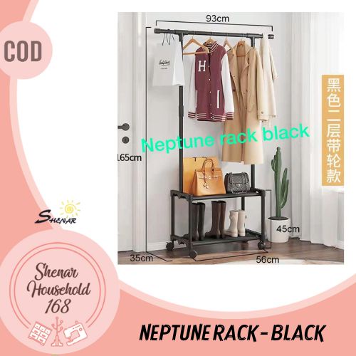 SHENAR - NEPTUNE RACK RAK GANTUNG LEMARI TERBUKA SERBAGUNA DENGAN RODA STAN HANGER BIG HANGER VIRAL UNIK RUMAH TANGGA KAMAR TIDUR KAMAR MANDI  - BISA COD