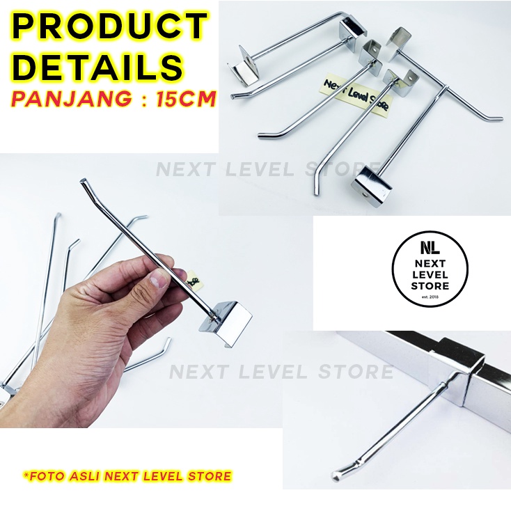 Single Hook Kotak Stainless 10 15 20 25 30 cm Cantolan Besi Tebal 6mm Ram Besi Gantungan Plate