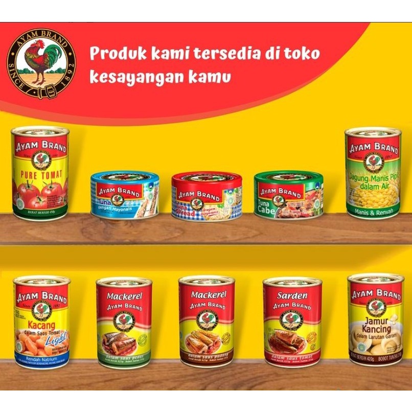 AYAM BRAND BAKED BEANS 425 GR KACANG SAOS TOMAT LIGHT CHEESE TOMATO