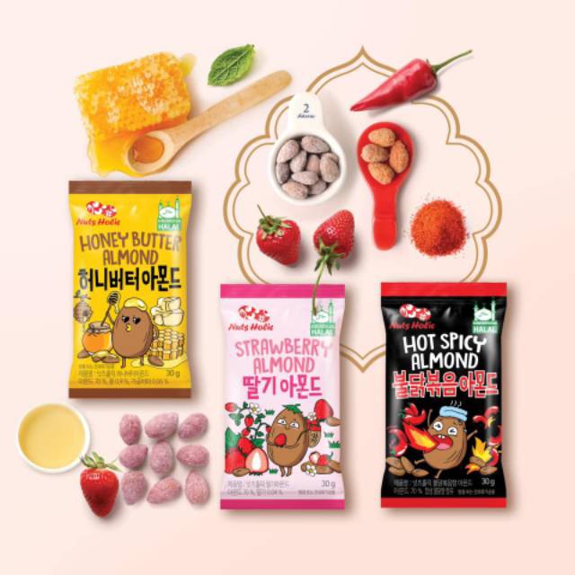 

Nuts Holic Hot Spicy Almond,Madu dan Strawberry - Kacang Almond HALAL 30gr