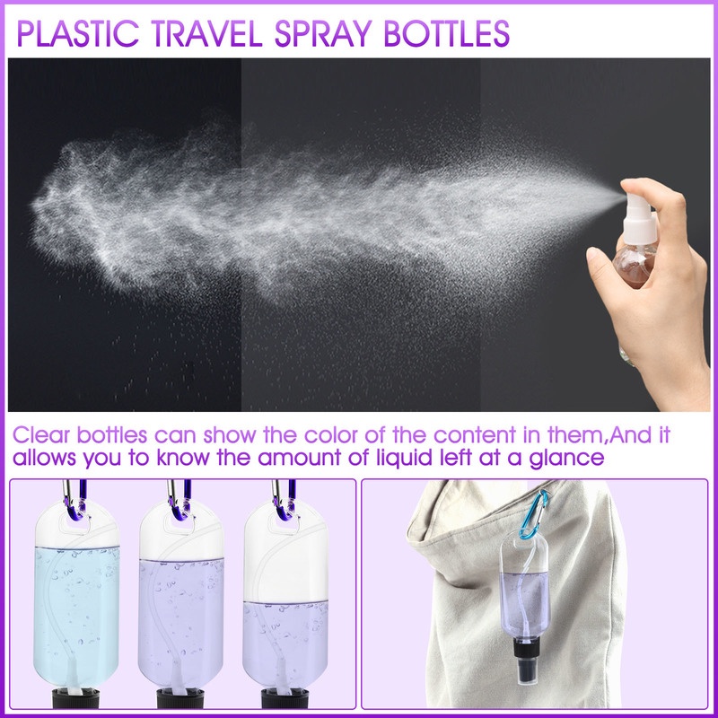 [30/50ml Travel Leak-proof Hand Sanitizer Bottle, Fine Mist Spray Bottle] [Transparent Portable Perfume Atomizer With Key Ring] [Suitable for Essential Oils &amp; Sunscreen &amp; Disinfectant]