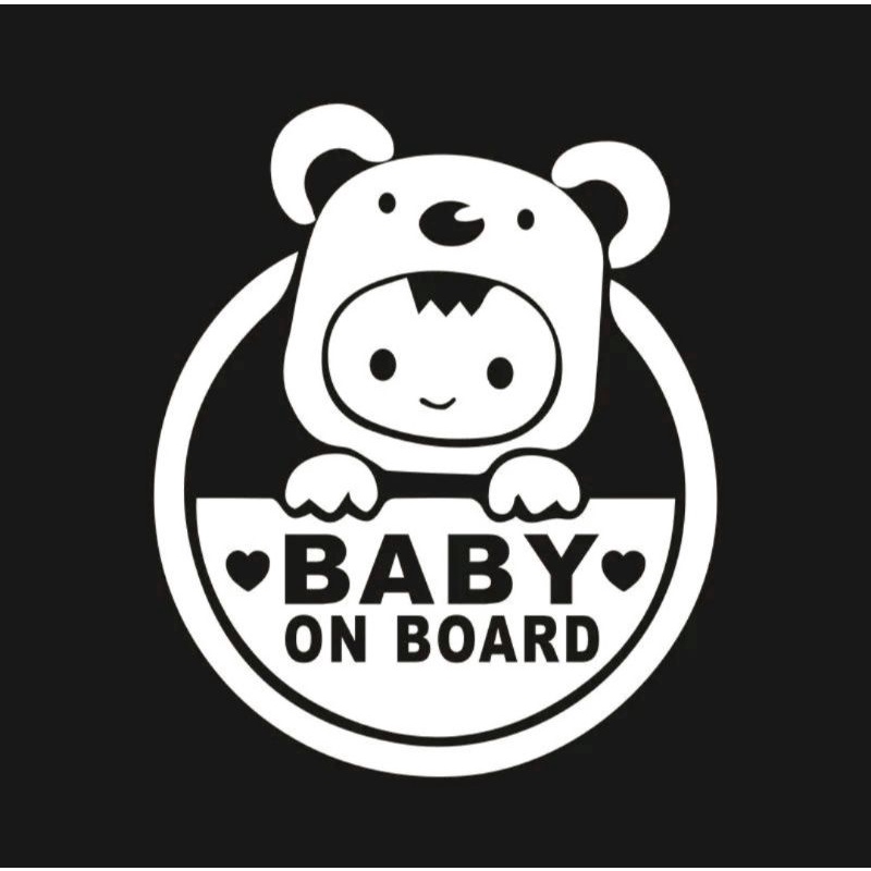 stiker lucu baby on board kaca mobil unik