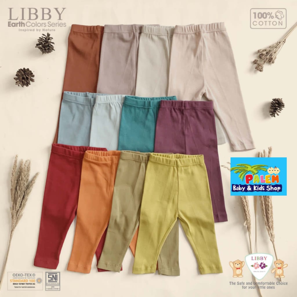 Libby 1 Pcs Legging Bayi Earth Color New Born / Anak 100% Cotton 0-3,3-6,6-12 Bulan 1-2,3-4,5-6 Tahun  (1pcs/pack)