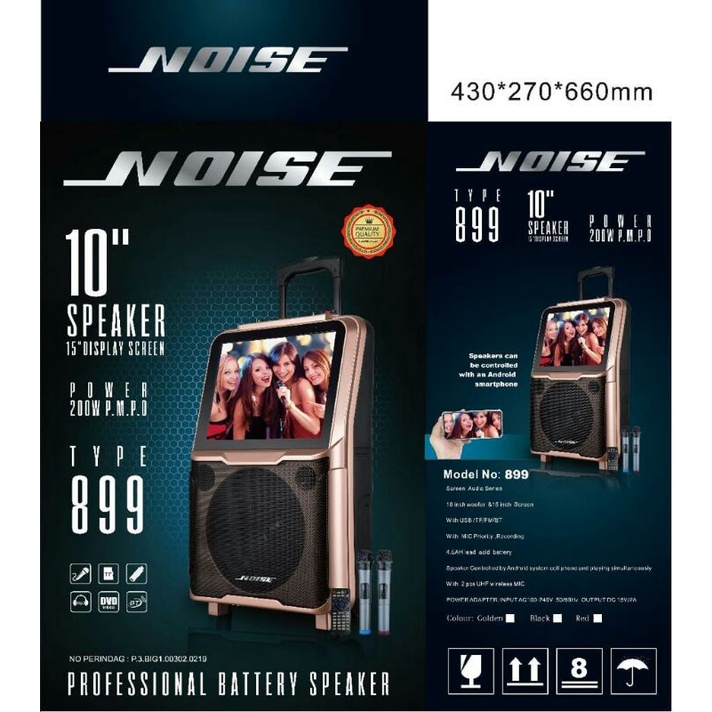 Speaker Portable Wireless NOISE 899 + Layar 15 inch