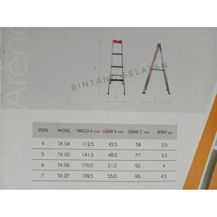 TANGGA ALUMUNIUM LIPAT FORTUNA ARENA TA06 (1.70m)