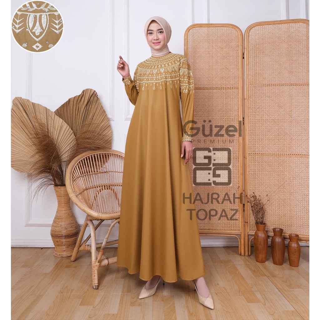 GAMIS HAJRAH TOPAZ CASUAL DRESS WANITA PREMIUM KEKINIAN 2022 // GAMIS BORDIR MEWAH DAN ELEGANT BAHAN