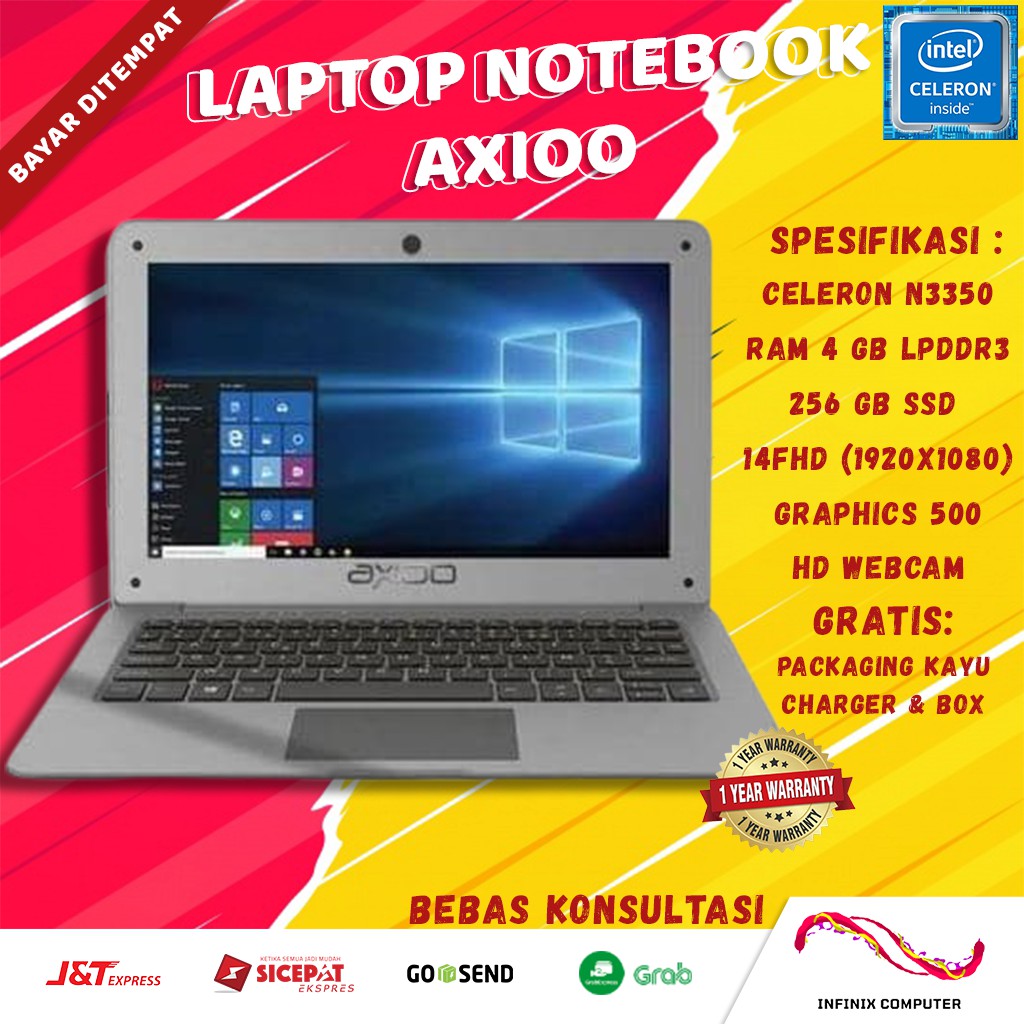 NOTEBOOK AXIOO N3350 4GB SSD 256GB LAPTOP OFFICE CELERON FHD GREY E116