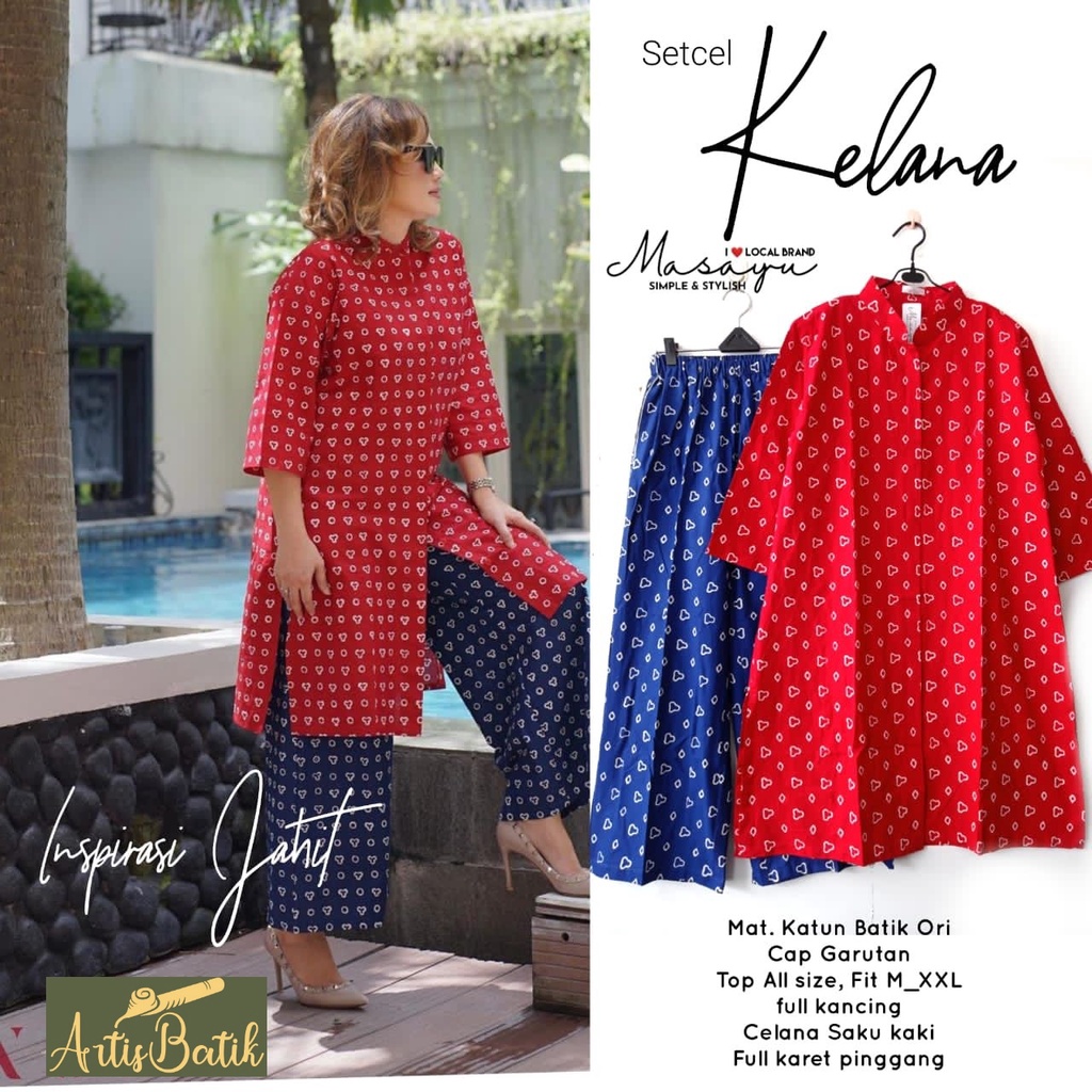 ONE SET KELANA SETCEL JUMPUTAN ONESET  JUMBO CELANA PANJANG BATIK CAP ONE SET BUSUI FRIENDLY KASUAL 