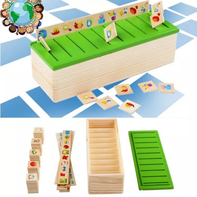 knowledge classification box puzzle montessori mainan anak bayi memory