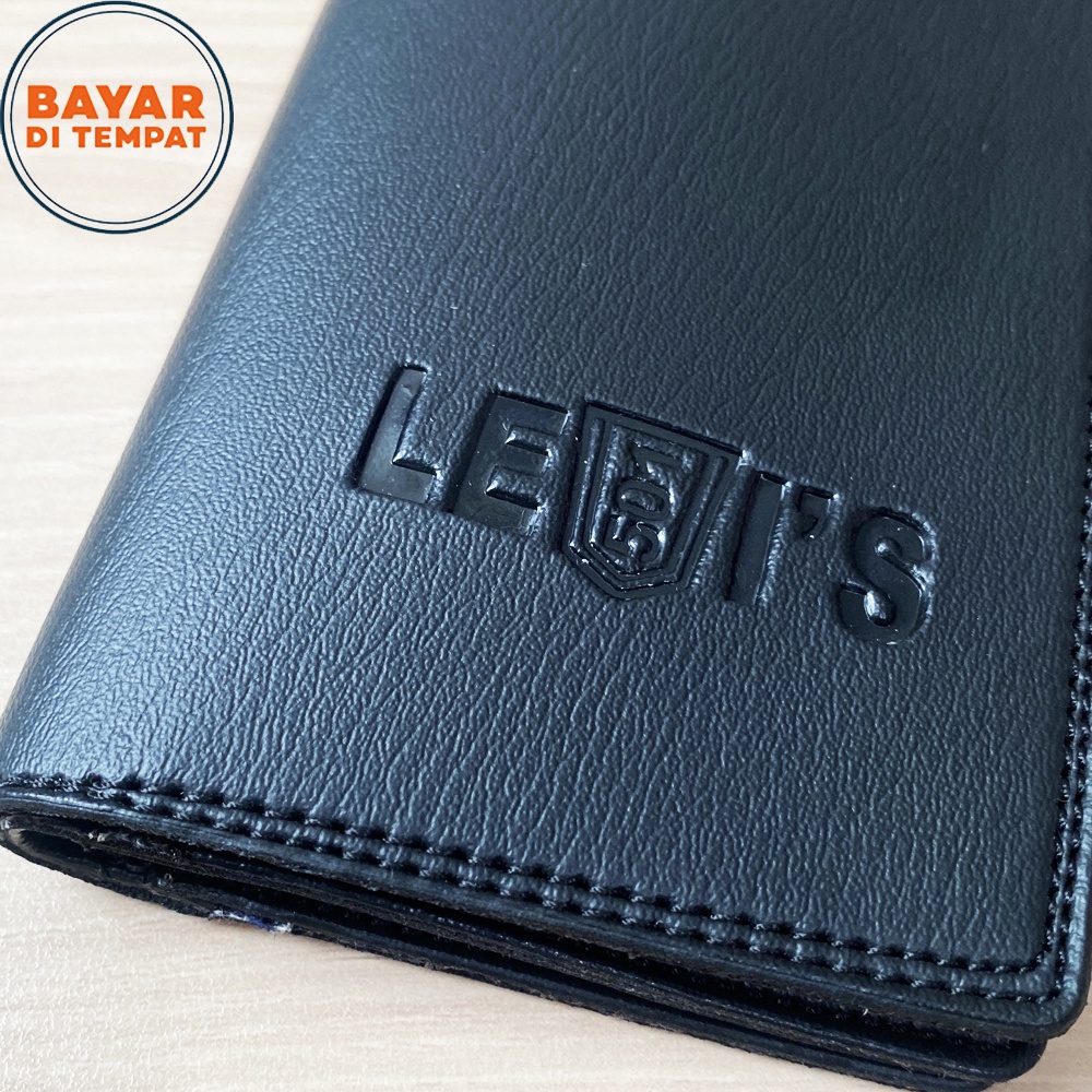 SHOPEE 6.6 SUPER SALE!! Dompet Panjang Pria Lipat Dua Model 3 Dimensi Dompet Panjang Wanita Bahan Full Kulit Dompet Panjang Dompet Kartu Model Casual L1850 - Black