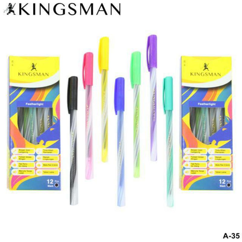 12 pcs Pulpen Kingsman A35 Ulir / Pen Lilin Harga Murah