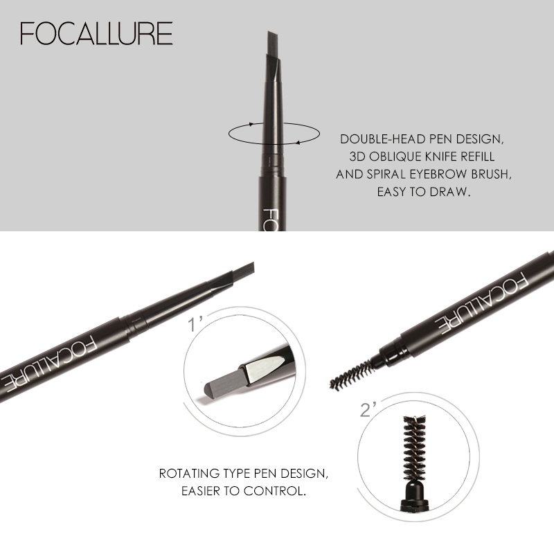 FOCALLURE Auto Brows Pen / Waterproof Long Lasting Eyebrow Pencil / Pensil Alis