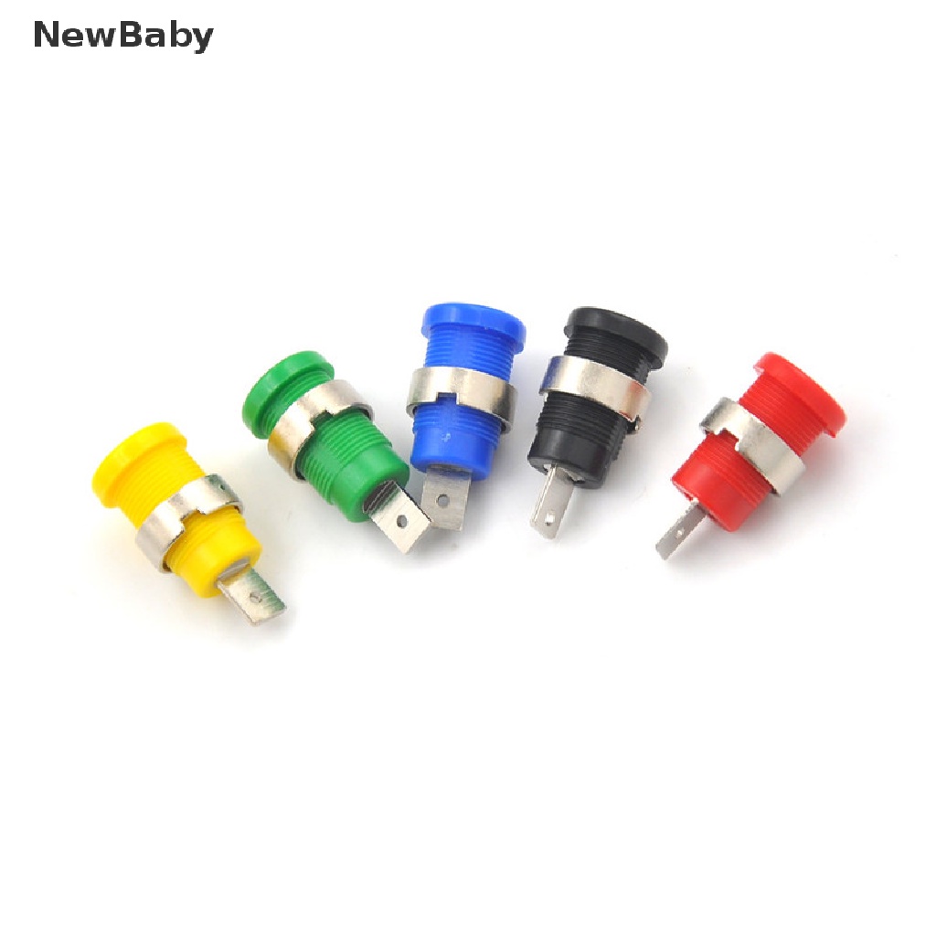 NewBaby 5Pcs 4mm Banana Plugs Female Jack Socket Plug Wire Connector 5 Colors ID