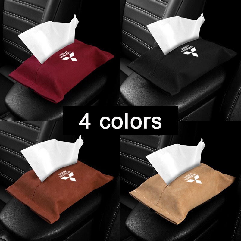 1Piece for Mitsubishi ASX Lancer Pajero Outlander Eclipse Galant Mirage Montero L200 EVO Turn Fur Car Seat Sun Visor Hanging Tissue Box Armrest Box Napkin Tissue Paper Holder Storage Bag