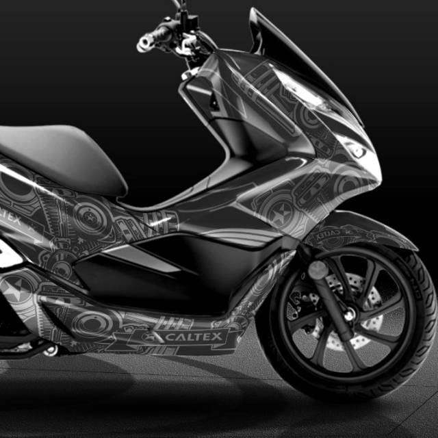 Decal PCX Full body Stiker Full Body PCX 150  Hitam motif Caltex [ bisa ganti warna ]