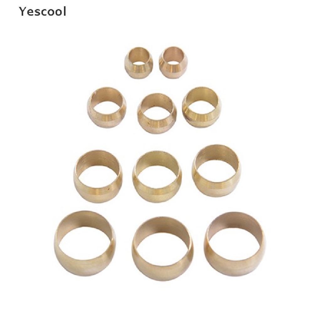 Yescool 10pcs ring Segel Kompresi ferrule Ganda Bahan Kuningan