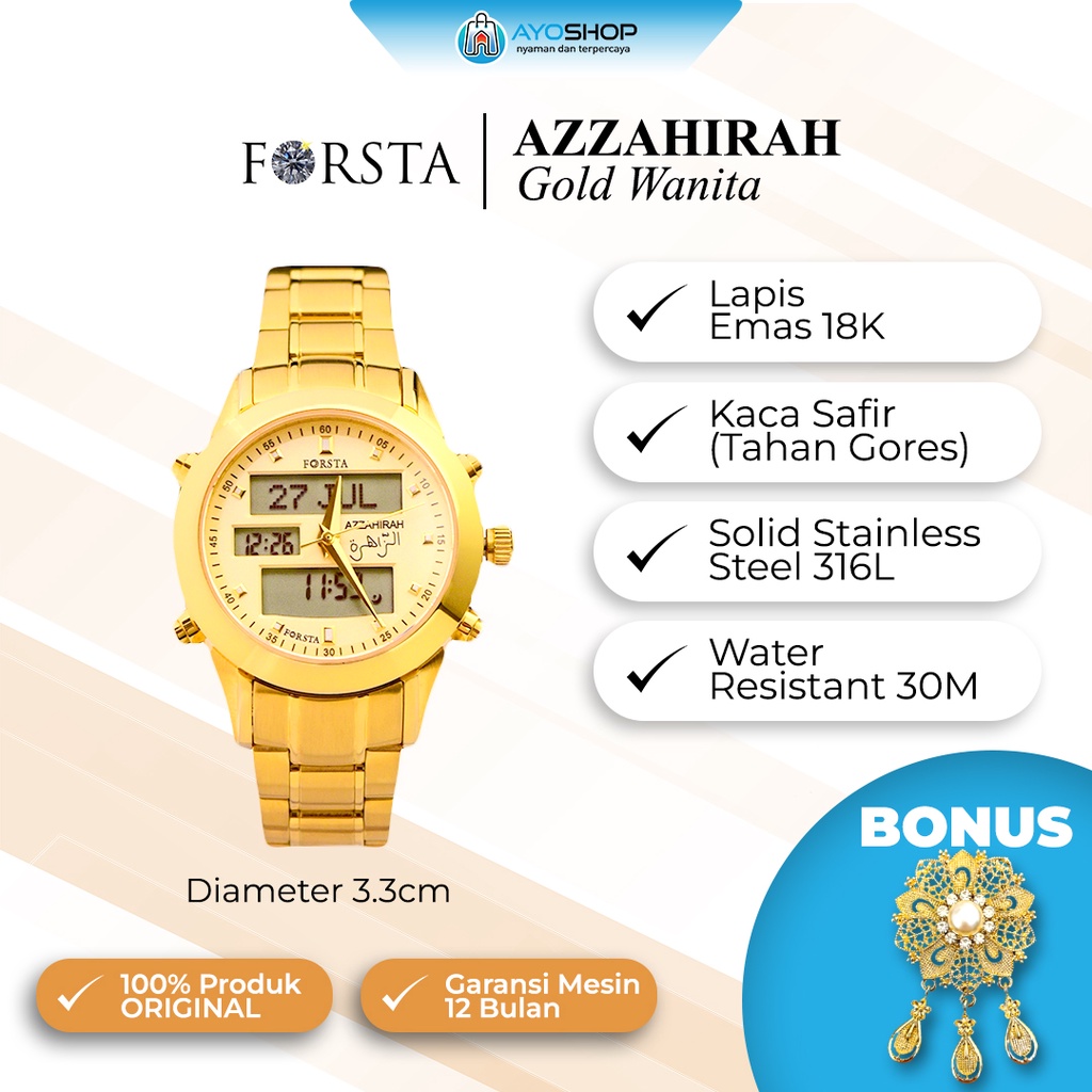 Jam Tangan Muslim Forsta Azzahirah Gold Woman/Silver