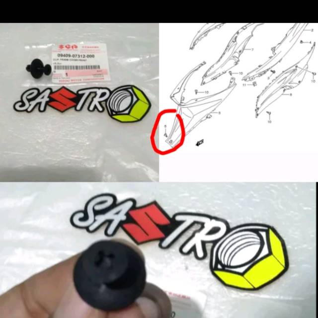 Baut ulir clip klip body bodi tengah suzuki skywave hayate ori sgp